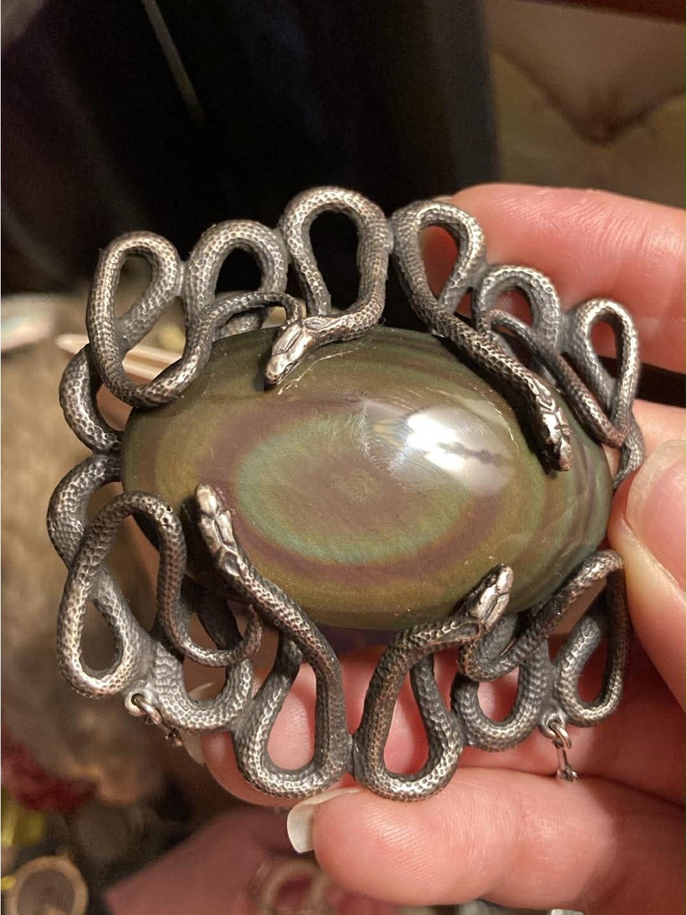 OOAK Bloodmilk Jewels Medusa with Rainbow Obsidian